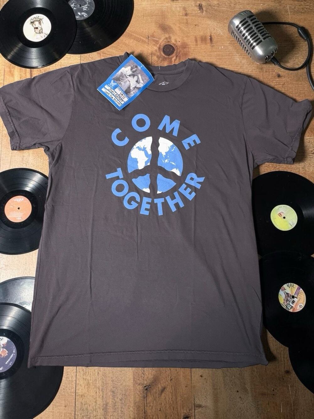 John Lennon Come Together Graphic T-Shirt Black Size Medium Worn free